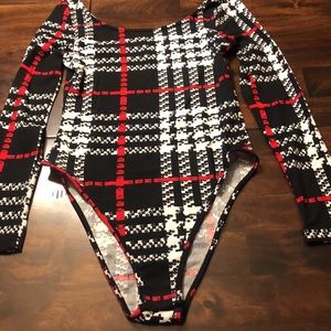 Red, Black and White Bodysuit